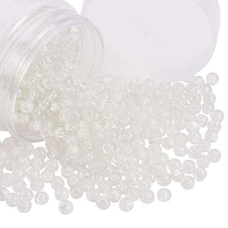 PandaHall Elite About 400pcs 6mm Clear Crackle Glass Beads Handcrafted Lampwork Round Assorted Crystal Beads for Bracelet Necklace Earrings Jewelry Making