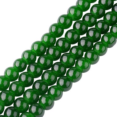 PH PandaHall 20 Strands 6mm Imitation Jade Round Glass Beads Strands Spray Painted Green Glass Beads for Jewelry Crafts Making Party Home Decoration 31.4