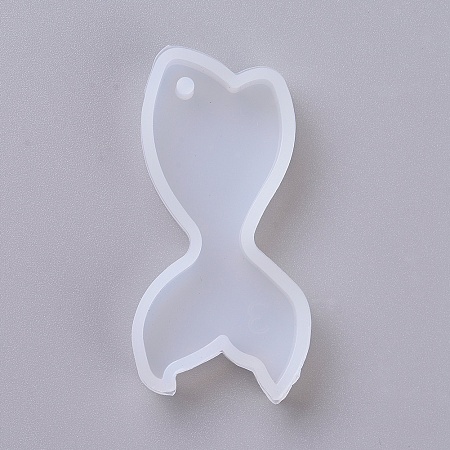 Honeyhandy Pendant Silicone Molds, Resin Casting Molds, For UV Resin, Epoxy Resin Jewelry Making, Fishtail, White, 56x29x8mm, Hole: 3mm