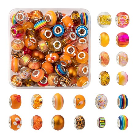 ARRICRAFT 80Pcs 20 Style Rondelle European Beads Set for DIY Jewelry Making Finding Kit, Including Acrylic & Resin & Glass & Lampwork & Polymer Clay European Beads, Mixed Color, 10~16x7~11mm, 4pcs/style
