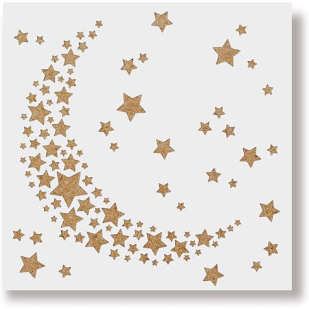 BENECREAT 12x12 Inches Moon Star Painting Template Stencil Dreamy Night Sky Stencil for Art Painting on Wood, Scrabooking Cardmaking and Christmas DIY Wall Floor Decoration