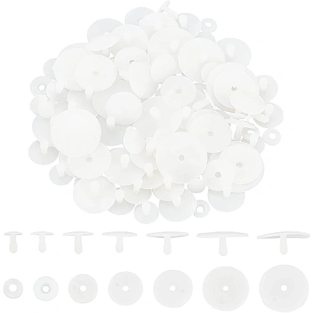 PH PandaHall 60 Sets White Safety Joints, 7 Size Plastic Animal Joints Body Joints with Washers Soft Making Limbs and Head Joints for DIY Crafts Stuffed Teddy Bear Making Accessories