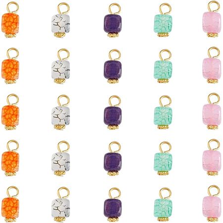 SUPERFINDINGS 100Pcs 5 Colors Natural Crystal Agate Pendant Cube Crystal Agate Pendant Charms Stone Pendants Charms Healing Crystal Pendants for Jewelry Making Necklace Bracelet, Hole: 2-4mm