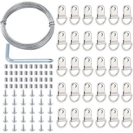 AHANDMAKER 20m (65.61Inch) Steel Wire with Assorted Kit, Steel Wire Rope Kit, Turnbuckle Wire Tensioner Strainer Kit for Globe String Lights Hanging, Outdoor Light Guide Wire