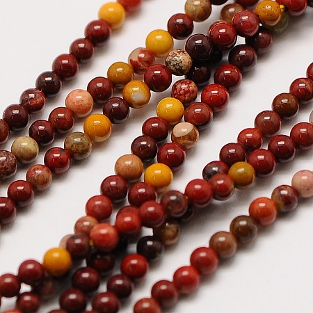 Honeyhandy Natural Mookaite Round Bead Strands, 3mm, Hole: 0.8mm, about 126pcs/strand, 16 inch