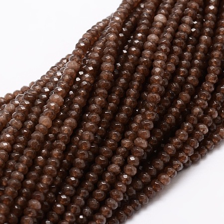 ARRICRAFT Dyed Natural Malaysia Jade Rondelle Beads Strands, Faceted, Sienna, 3x2mm, Hole: 1mm; about 154pcs/strand, 14.3 inches