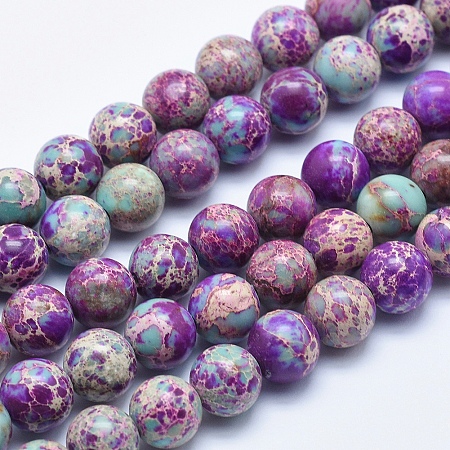 Honeyhandy Natural Imperial Jasper Beads Strands, Dyed, Round, Blue Violet, 8mm, Hole: 1mm, about 48pcs/strand, 15.5 inch
