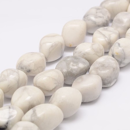 Honeyhandy Natural Howlite Bead Strands, Tumbled Stone, Nuggets, 15~25x16~18x11~16mm, Hole: 2mm, about 22~25pcs/strand, 15.75 inch