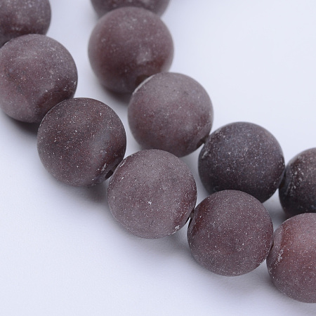 Honeyhandy Natural Purple Aventurine Beads Strands, Round, Frosted, 8~8.5mm, Hole: 1mm, about 47pcs/strand, 15.5 inch