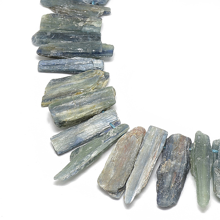 Honeyhandy Natural Kyanite/Cyanite/Disthene Beads Strands, Top Drilled Beads, Rectangle, 19~67x8~11x4~9mm, Hole: 1mm, about 38~48pcs/strand, 15.7 inch