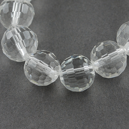 Honeyhandy Transparent Glass Bead Strands, Faceted, Round, Clear, 12mm, Hole: 2mm, about 50pcs/strand, 22.4 inch