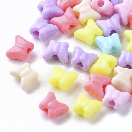 Arricraft Opaque Polystyrene(PS) Plastic Beads, Butterfly, Mixed Color, 10x11.5x6mm, Hole: 3mm, about 1500pcs/500g