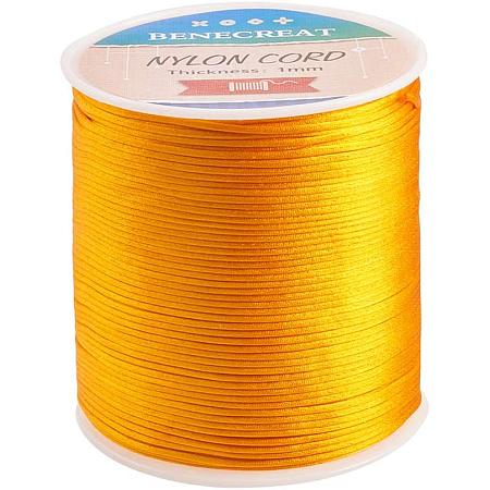 BENECREAT 1mm 200M (218 Yards) Nylon Satin Thread Rattail Trim Cord for Beading, Chinese Knot Macrame, Jewelry Making and Sewing - DarkOrange