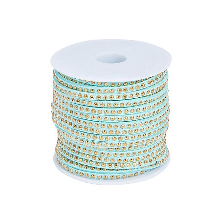 ARRICRAFT 1 Roll Lace Faux Leather Suede Beading Cords Velvet String with Aluminum Cabochons 3x2mm 20 Yards per Roll Light Blue