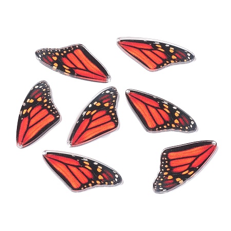 ARRICRAFT Spring and summer series Acrylic Pendants, for Earring Making, Butterfly Wing, Red, 39.5x19.5x2mm, Hole: 1.6mm