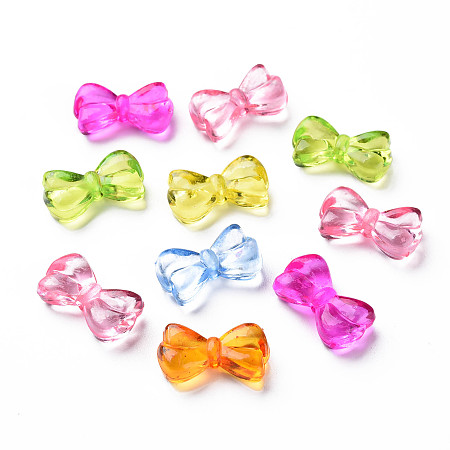 Honeyhandy Transparent Acrylic Beads, Bowknot, Mixed Color, 10.5x18.5x5mm, Hole: 1.8mm, about 720pcs/500g