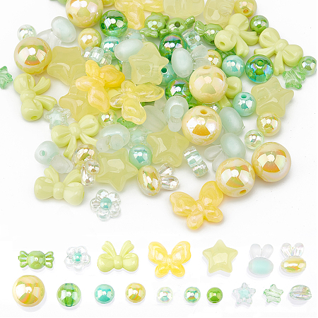 SUNNYCLUE 170Pcs 17 Styles Opaque & Transparent Acrylic Beads, Mixed Shapes, Mixed Color, 8~17x8~17.5x5.5~11.5mm, Hole: 1.6~3mm, 10pcs/style