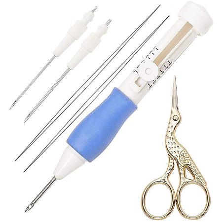 PandaHall Elite Embroidery Punch Needle Kits, Adjustable Embroidery Pens with 3 Sizes Needles, Sewing Punch Needle Weaving Tools, Scissors and Pins for Sewing Knitting DIY Craft