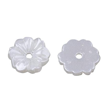 ARRICRAFT ABS Plastic Imitation Pearl Beads, Flower, Ivory, 10.5x10.5x2.5mm, Hole: 1.5mm