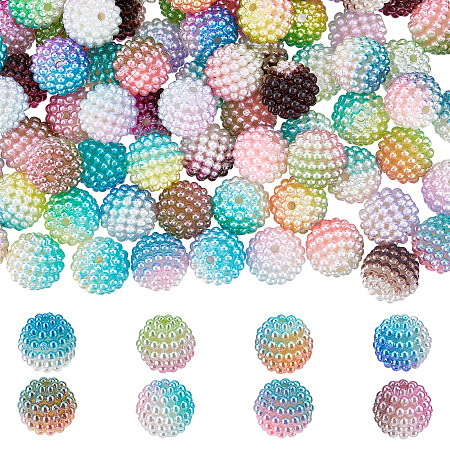 SUNNYCLUE 160Pcs Bubblegum Beads 12mm Berry Beads Acrylic Crystal Imitation Pearl Beaded Gradient Rondelle Spacer Large Loose Bead for Jewelry Making Beading Kit DIY Bracelets Dream Rainbow Color
