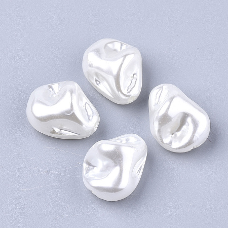 Honeyhandy ABS Plastic Imitation Pearl Beads, Nuggets, Creamy White, 16.5x13x10mm, Hole: 1.8mm, about 516pcs/500g
