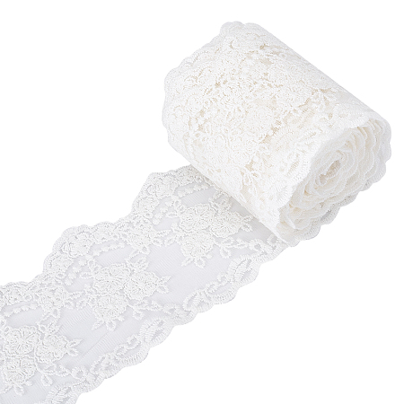 GORGECRAFT 5 Yards Guipure White Elastic Lace Trim Europe Crown Eyelet Trimming Floral Embroidery Sewing Lace Ribbon Embellishments for Crafts Bouquet Gift Packaging Wedding Garment Decoration