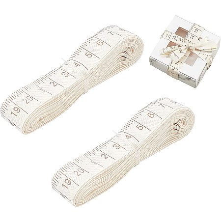 CHGCRAFT 2 Pcs 5Yards Cotton Thread Ribbon Measuring Tape for Body Fabric Sewing Tailor Cloth Knitting Vinyl Home Craft Measurements Soft Fashion