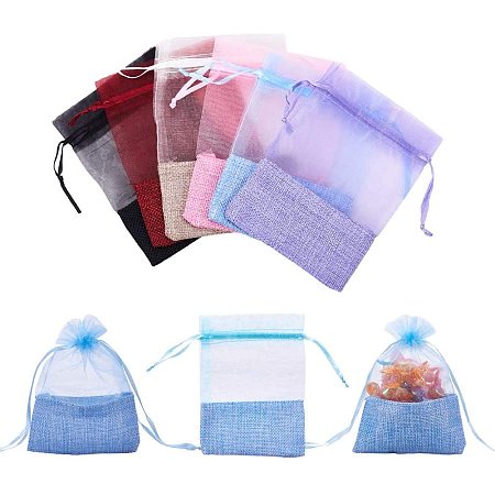 PandaHall Elite 24pcs 6 Colors Organza Bags with Cloth Bottom Drawstring Pouches Gift Favor Bags Jewelry Pouches Sacks for Wedding Party Shower Birthday Christmas