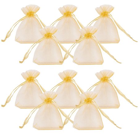 ARRICRAFT About 500pcs Organza Gift Bags Drawstring Pouches for Wedding Party Christmas Warp Favor Gift Bags Goldenrod 2.8x3.5''