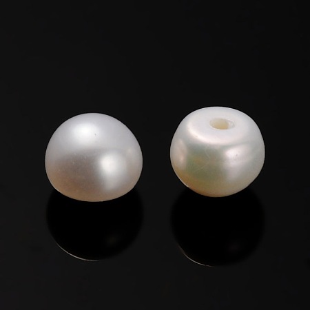 Honeyhandy Natural Cultured Freshwater Pearl Beads, Half Drilled, Rondelle Antique White, 5~5.5x4mm, Hole: 0.7mm