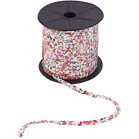 Arricraft Spangle Flat Sequins, Paillette Trim Spool String 6mm Flat Sequin Trim Sequin Ribbon for Crafts, DIY Projects, Embellishments, Costume Accessories, 100 Yards