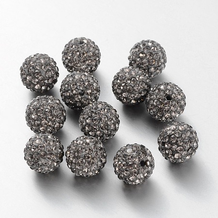 ARRICRAFT 50 Pcs 6mm Disco Ball Clay Beads Pave Rhinestones Spacer Round Beads fit Shamballa Bracelet and Necklace Gray