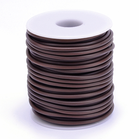 Honeyhandy Hollow Pipe PVC Tubular Synthetic Rubber Cord, Wrapped Around White Plastic Spool, Saddle Brown, 2mm, Hole: 1mm, about 54.68 yards(50m)/roll