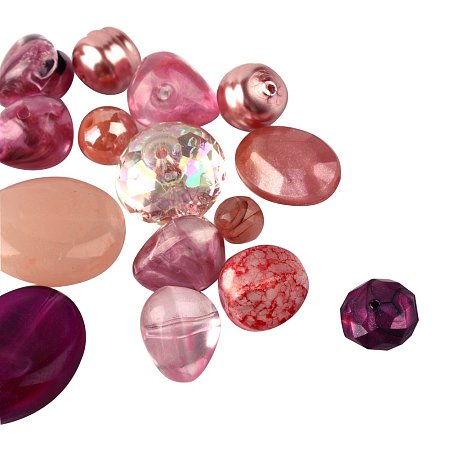 NBEADS 500g Mixed Shapes PaleVioletRed Acrylic Beads