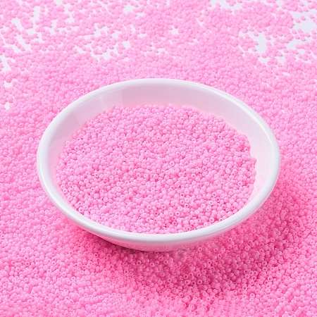 MIYUKI Round Rocailles Beads, Japanese Seed Beads, (RR415) Dyed Opaque Cotton Candy Pink, 11/0, 2x1.3mm, Hole: 0.8mm, about 1100pcs/bottle, 10g/bottle