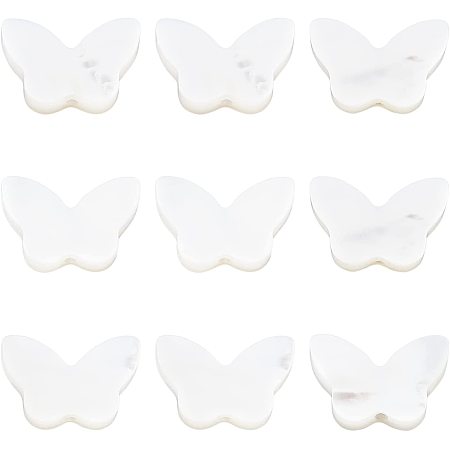 BENECREAT 10pcs Natural Shell Mother of Pearl Shell Beads 7x10x2mm Butterfly Pearl Shell Beads for DIY Jewelry Making