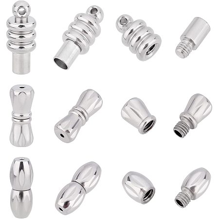 DICOSMETIC 12 Sets 3 Style Stainless Steel Screw Twist Clasps Barrel Screw Clasps Oval Screw Twist Clasps Column Screw Clasps Connector Tube Fastener Metal Jewelry Clasp for Jewelry Making Craft