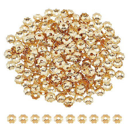 DICOSMETIC 300Pcs Golden Multi-Petal Flower Cap Flower End Cap Spacers Cup Shape Spacer Beads Hollow Flower Bead Caps Stainless Steel Jewelry Bead Caps for Jewelry Making, Hole: 1.8mm