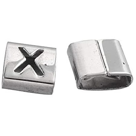 UNICRAFTALE 30pcs 304 Stainless Steel Square Letter Slide Charms