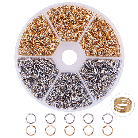 PandaHall Elite About 1200 Pcs 304 Stainless Steel Open Jump Rings Diameter 6mm Wire 21-Gauge 2 Colors for Jewelry Findings