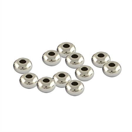 NBEADS 500pcs 5mm Stainless Steel Rondelle Small Crimp Beads Jewelry Bracelet Making End Spacer Beads