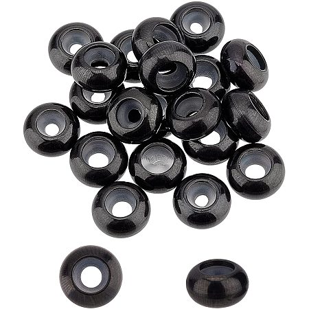UNICRAFTALE 20pcs Electrophoresis Black Slider Beads Stainless Steel Spacer Beads with Plastic Rondelle Stopper Beads for Jewelry Making 2.5mm Hole