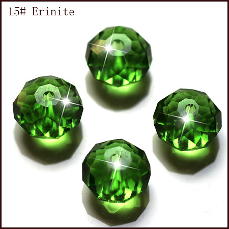 Honeyhandy Imitation Austrian Crystal Beads, Grade AAA, Faceted, Rondelle, Green, 6x4mm, Hole: 0.7~0.9mm