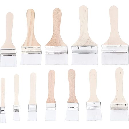SUPERFINDINGS 12Pcs Artist Painting Brushes Set Nylon Painting Brushes Set with Wooden Pen Holder Painting Tools for Watercolor Wash Ceramic and Pottery Painting