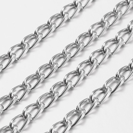 ARRICRAFT Silver Color Aluminum Twisted Chains Curb Chains, Unwelded, 5mm wide, 9mm long, 1.5mm thick