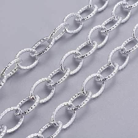 Honeyhandy Platinum Plated Aluminum Cable Chains, Textured, Unwelded, 20x14x3mm