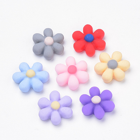 Honeyhandy Resin Cabochons, Flower, Mixed Color, 16x6mm
