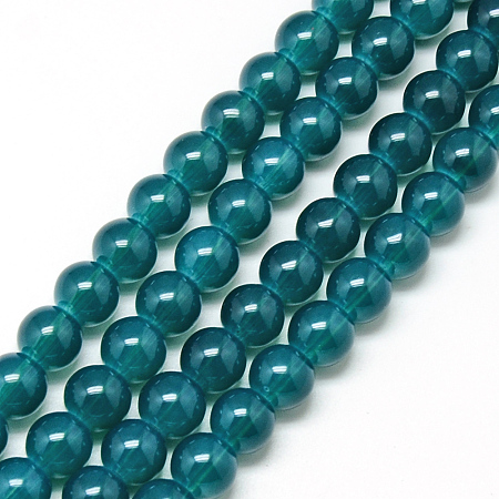 Arricraft Baking Painted Glass Beads Strands, Imitation Opalite, Round, Dark Cyan, 6mm, Hole: 1.3~1.6mm, about 133pcs/strand, 31.4 inches