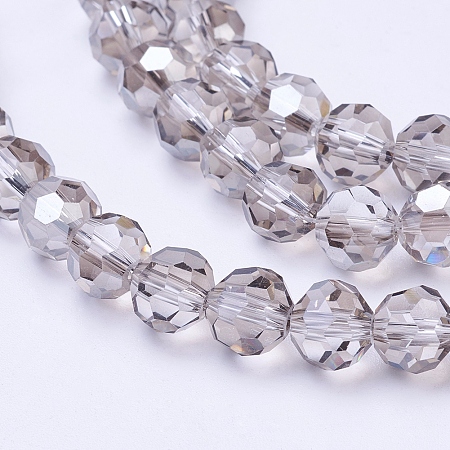 Honeyhandy Faceted Glass Round Beads Strands, Gainsboro, 8mm, Hole: 1mm, about 70~72pcs/strand, 22.6 inch