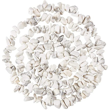 NBEADS 320pcs/Strand Natural Howlite Gem Chips Beads Strands, Length 4-10mm Crushed White Gemstone Stone Loose Beads for Jewelry Making Craft Design, 35.4
